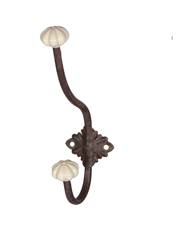 Ambiente Haus Haken mit Keramik - weiss 23cm in antikbraun - weiss günstig kaufen onesize