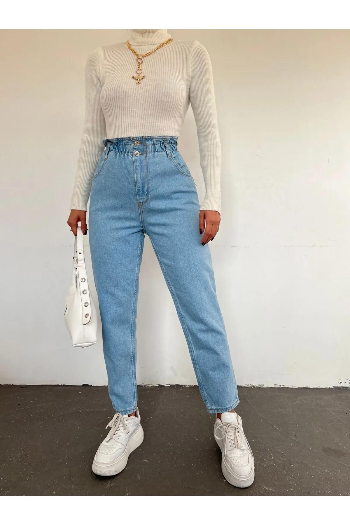 Modamorfo  Jeans mit hoher Taille und elastischem Bund