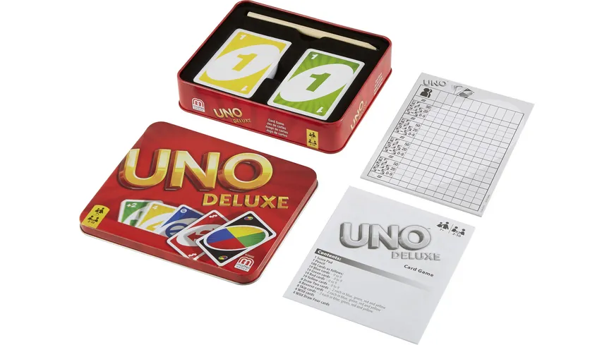 Mattel Games UNO Deluxe Metallbox, Kartenspiel, Gesellschaftsspiel, Kinderspiel