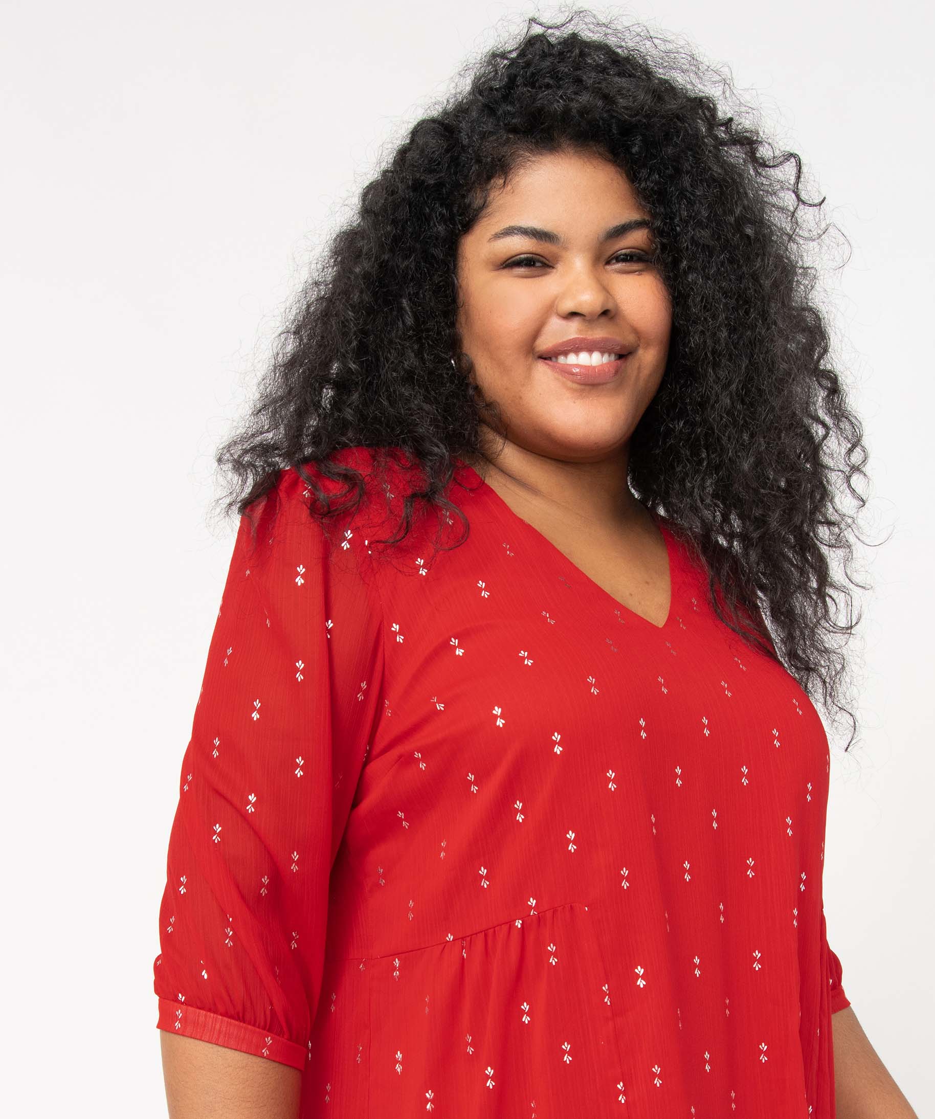 Robe femme grande taille à motifs scintillants rouge | GEMO