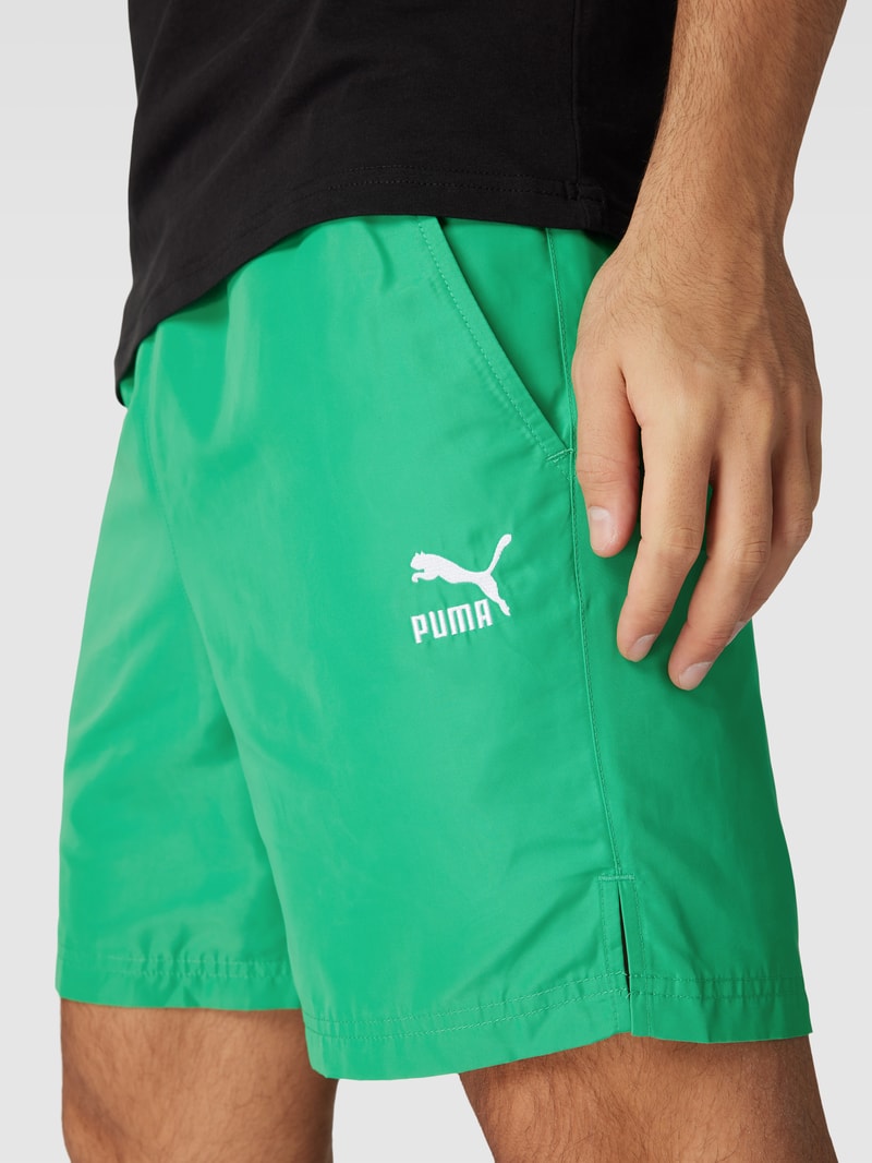 Shorts mit Logo-Print Modell 'CLASSICS' in grasgrün