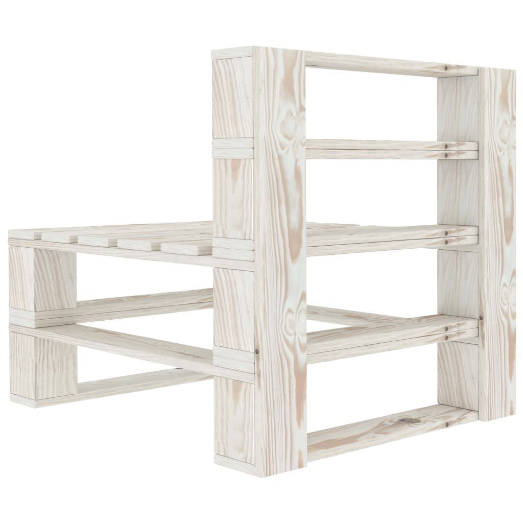vidaXL Gartenlounge-Set 4-tlg. Garten-Lounge-Set aus Paletten Holz Weiß, (1-tlg)