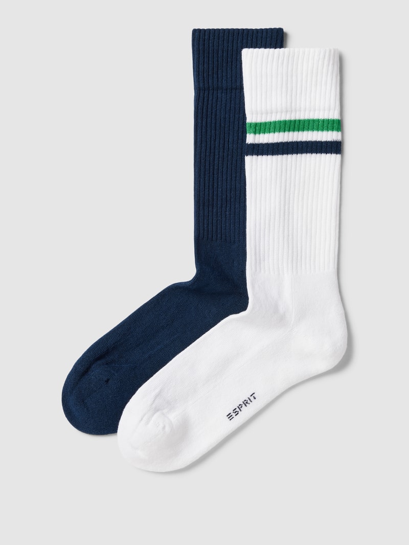 Socken mit Kontraststreifen im 2er-Pack in marineblau