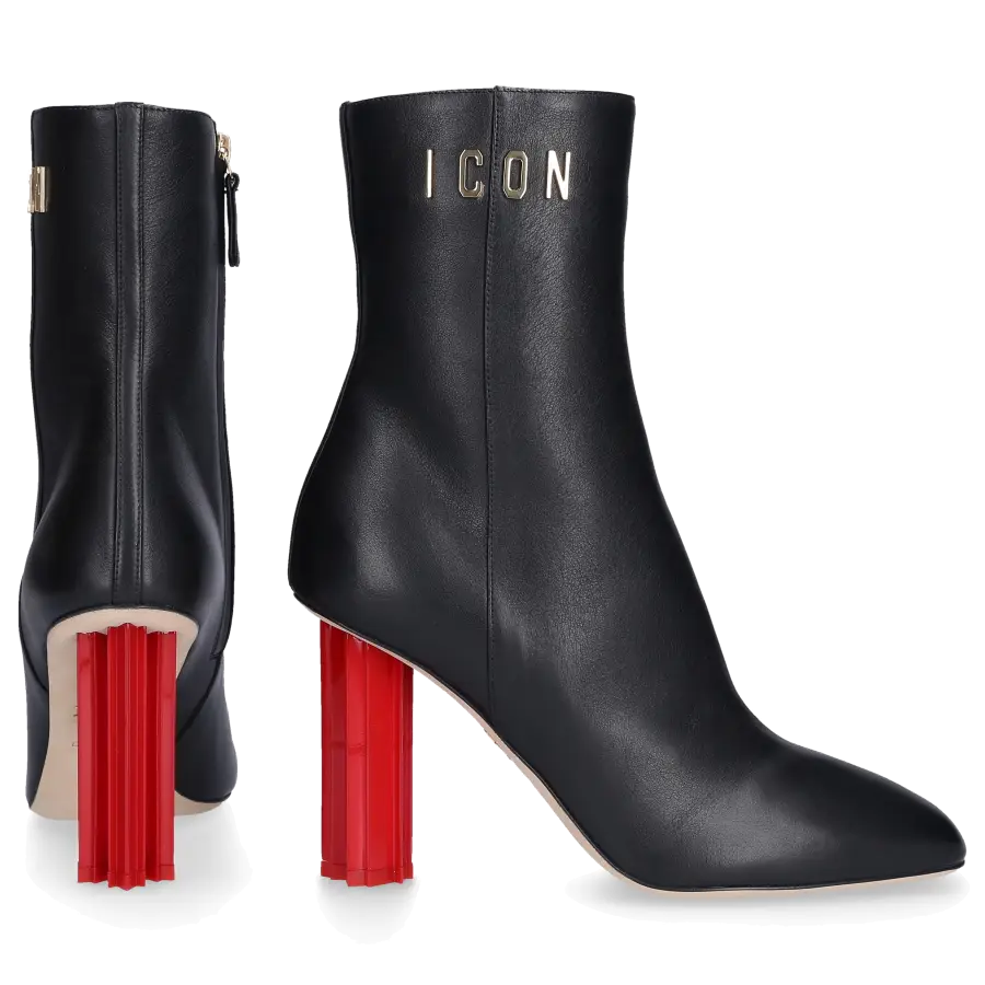 Dsquared2 - Stiefeletten CANADIANA Kalbsleder Logo Metallisch schwarz - schwarz