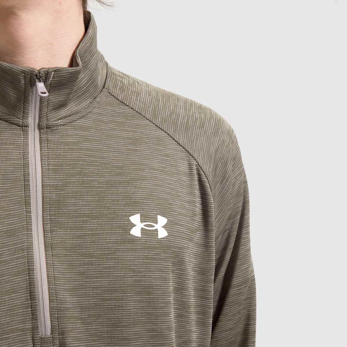Under Armour – Grå tech-tröja med textur och halv dragkedja