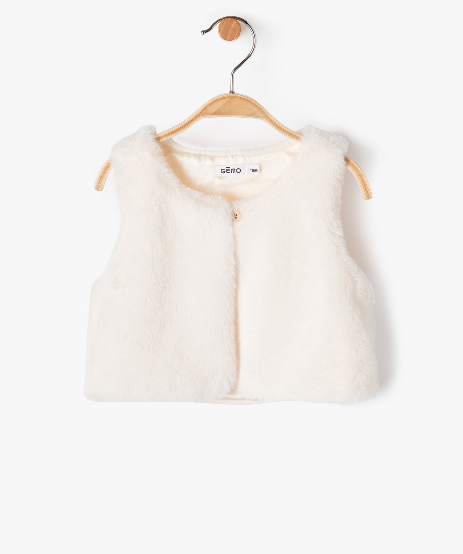 Gilet bébé fille sans manches en fourrure imitation beige | GEMO