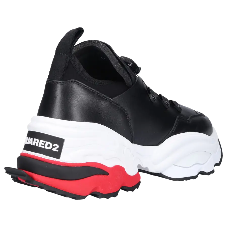Dsquared2 - Sneaker low THE ROLLING GIANT Kalbsleder Neopren Logo schwarz weiß - schwarz