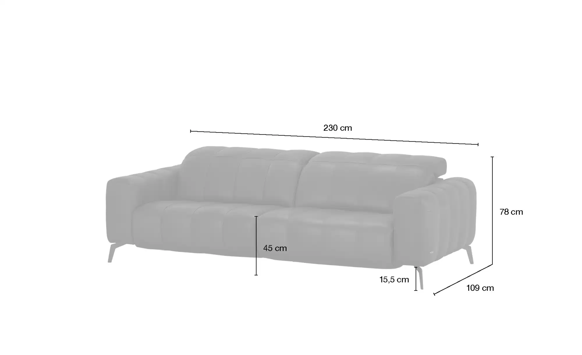 Natuzzi Editions Ledersofa mit Kopfteilverstellung Portento
