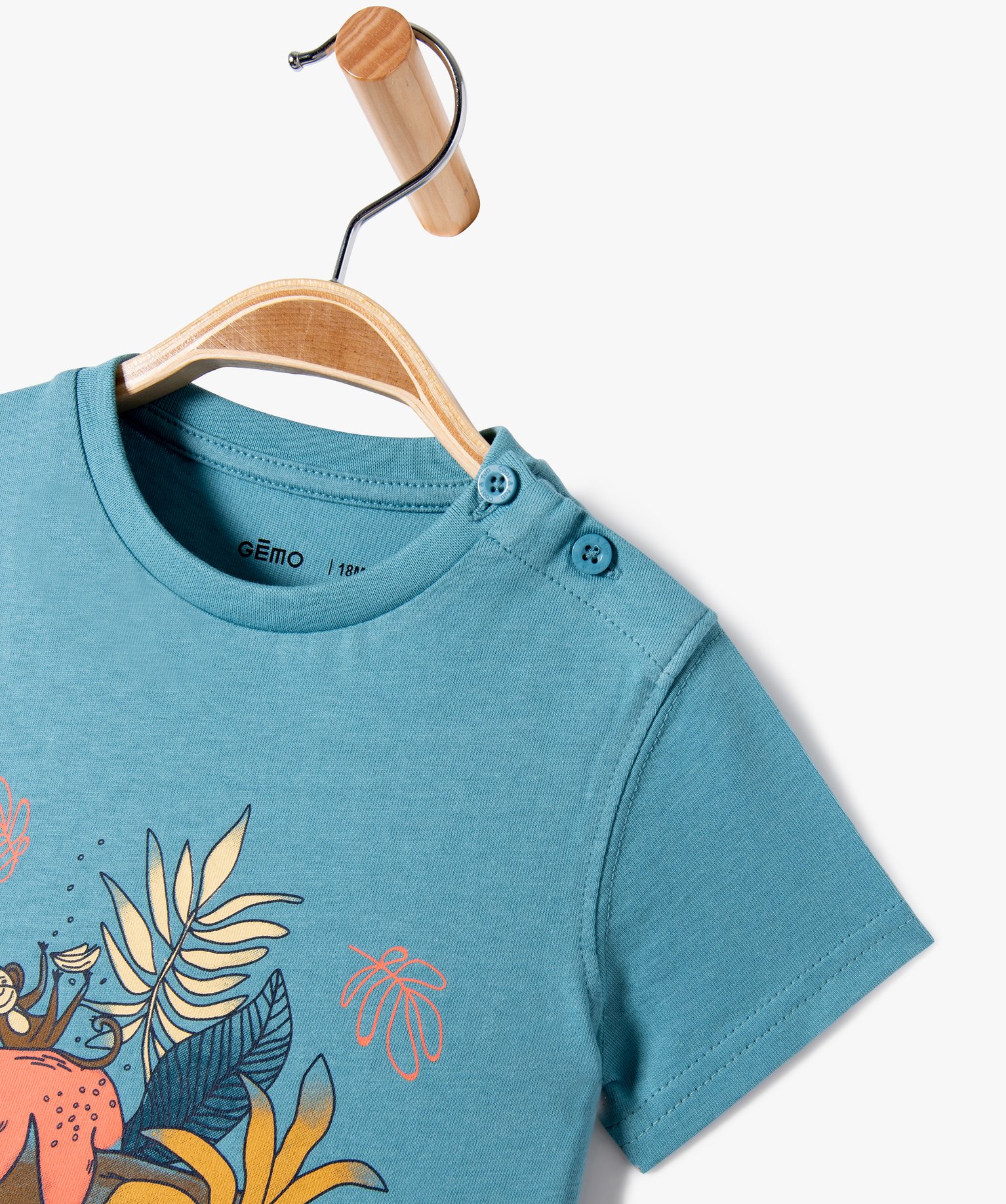 Tee-shirt droit manches courtes imprimé Garçon bleu | GEMO