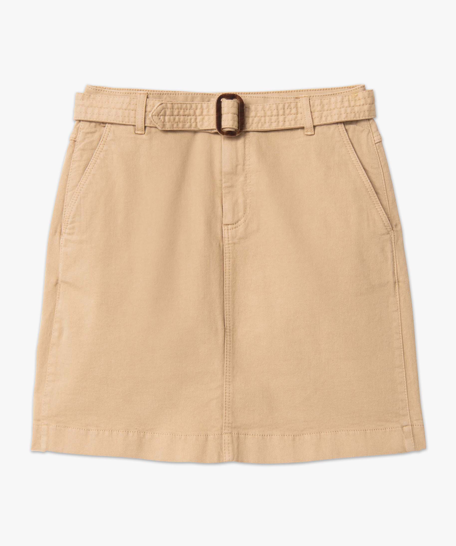 Jupe femme en toile de coton extensible avec ceinture beige | GEMO