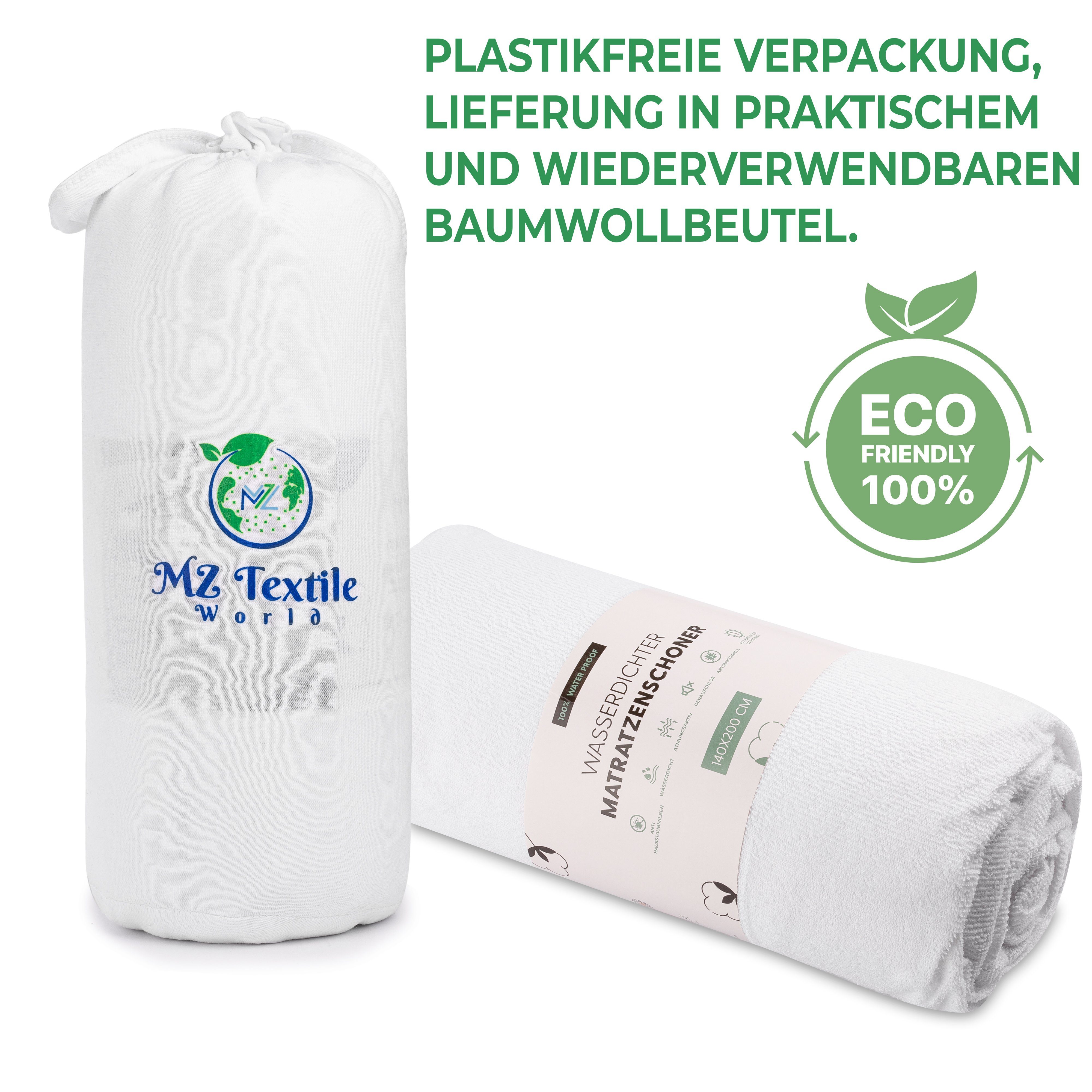 Matratzenschoner Wasserdicht, Premium Matratzenauflage von MZ Textile World, Inkontinenzauflage, Matratzenschutz, Knisterfreie, Anti-Milben