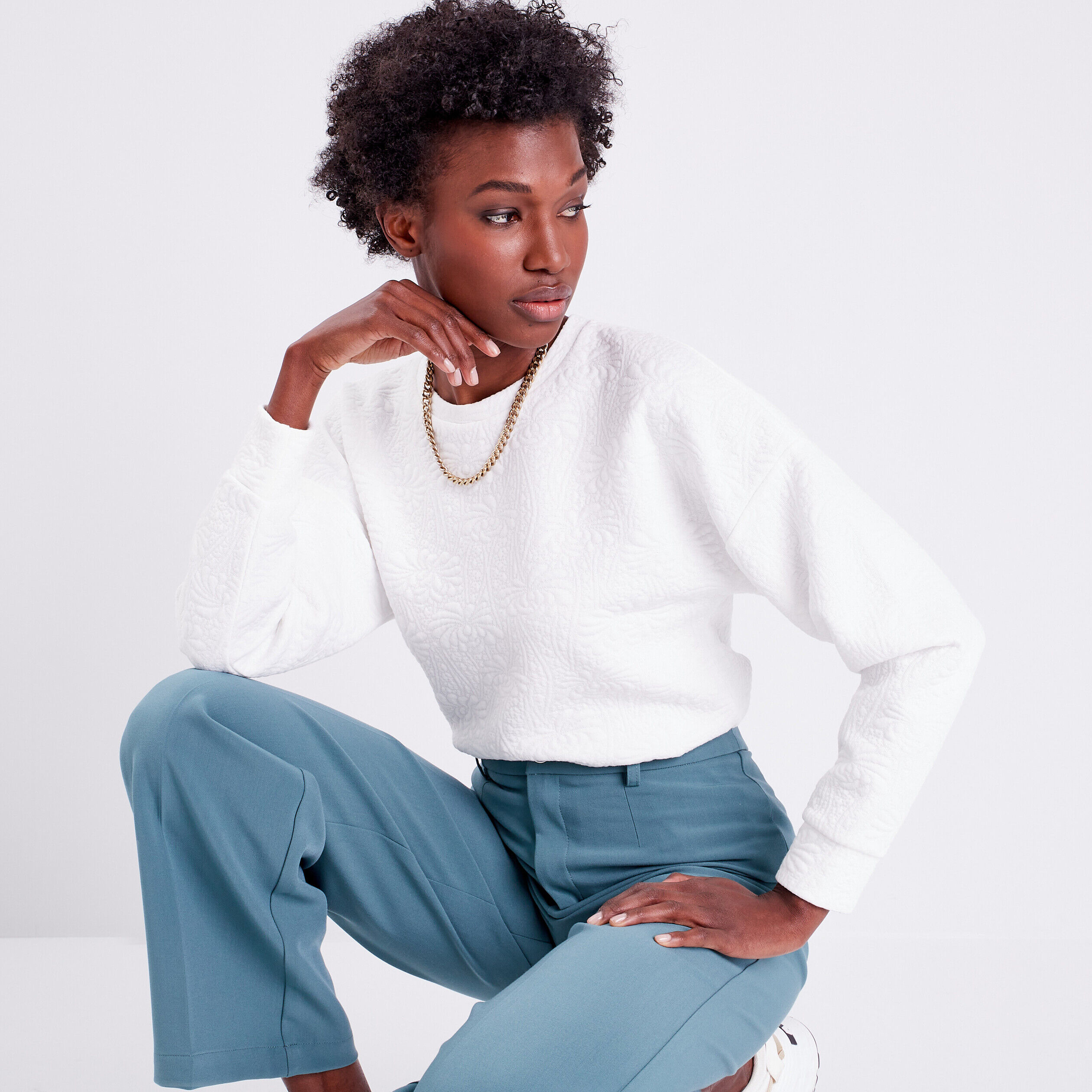 Sweat manches longues ecru femme | Cache Cache