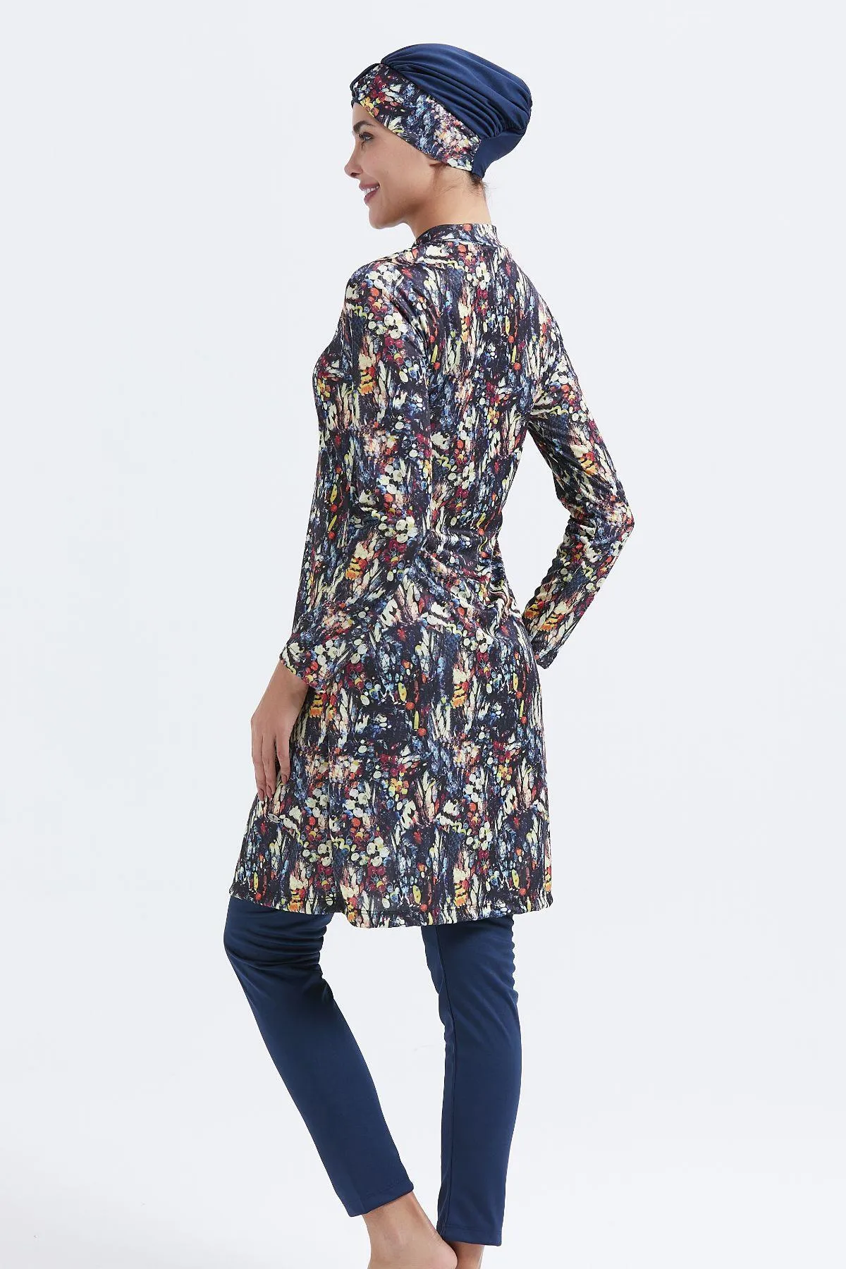 C&City  Vollständig bedeckter 4-teiliger Hijab-Badeanzug C11002 Marineblau