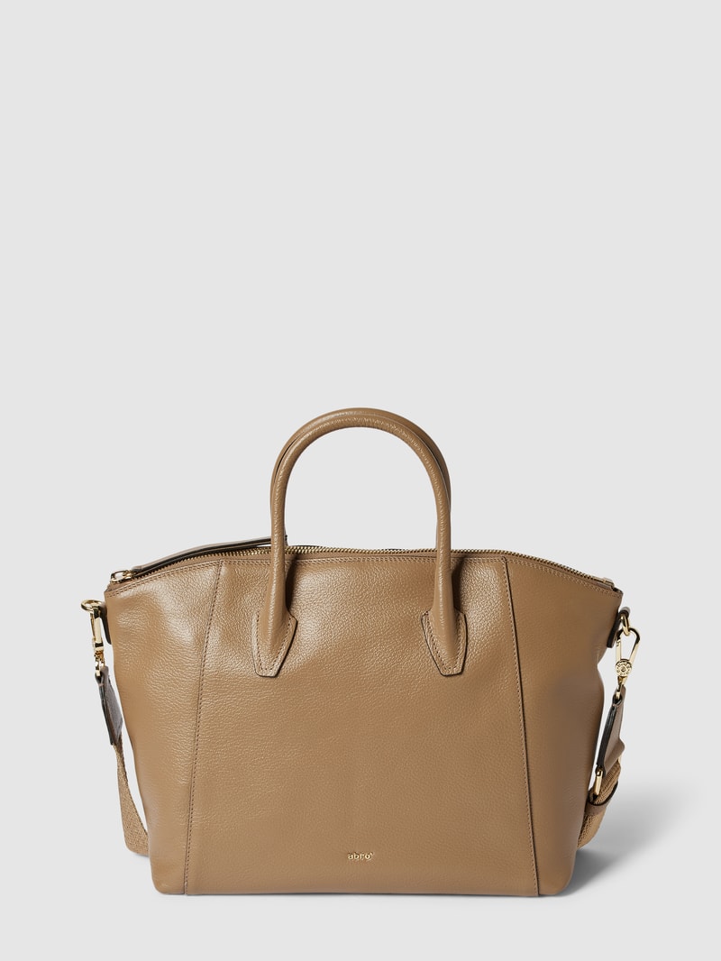 Handtasche mit Label-Applikation in taupe