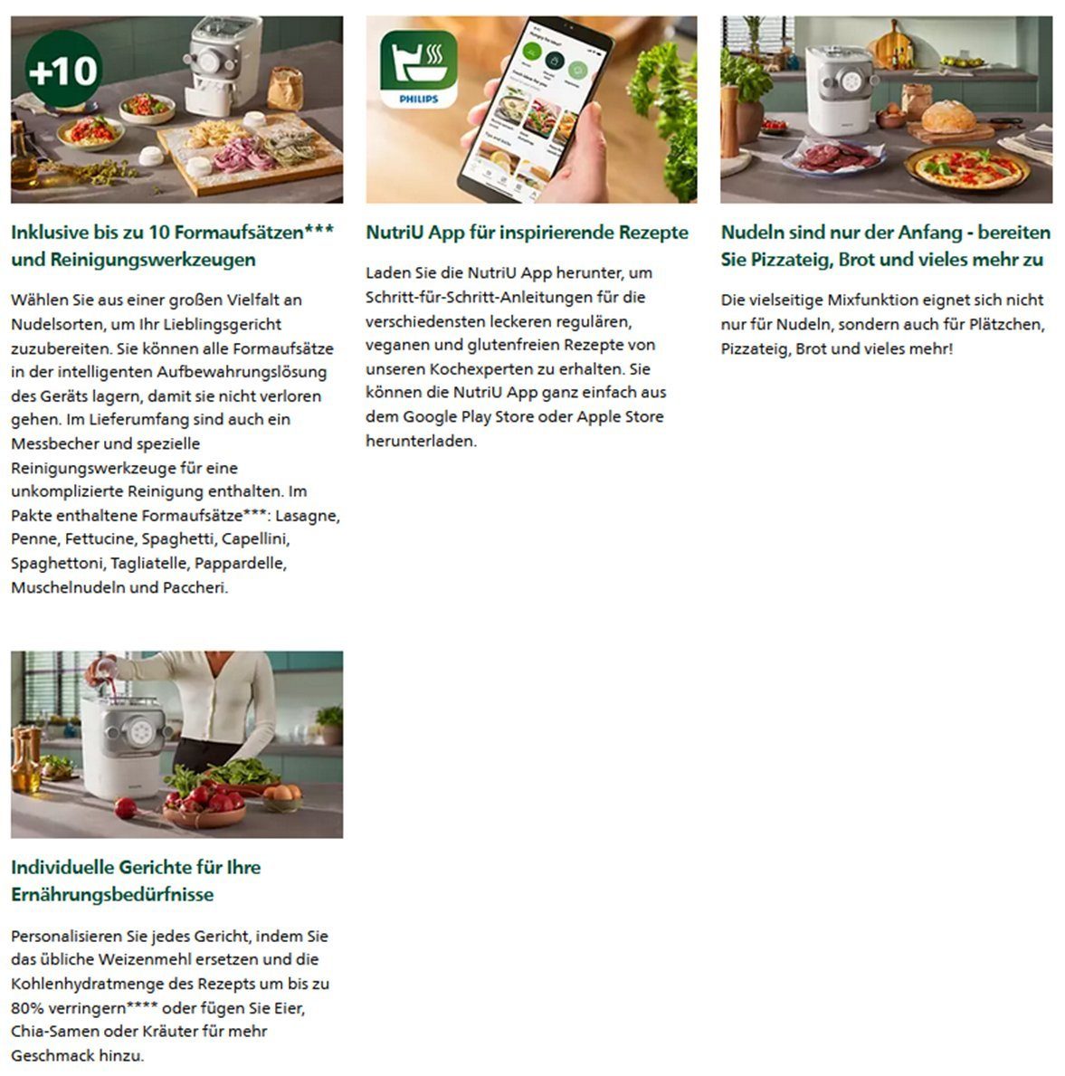Philips Nudelmaschine Serie 7000,Weiß,Nudelmaschine,Elektrisch,Nudel Maschine,Pastamaker, 200,00 W, Pasta Maschine,Nudel herstellen,mit Formscheiben,Nudelmaschinen