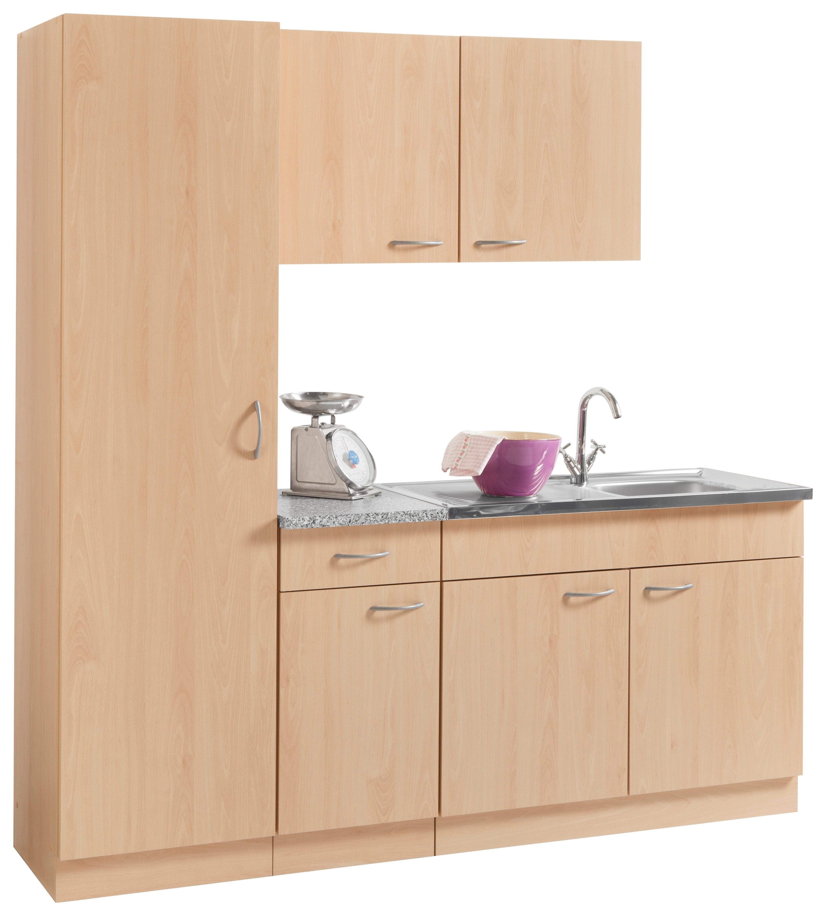 wiho Küchen Küche Kiel, Breite 190 cm mit 28 mm starker Arbeitsplatte, Tiefe 50 cm