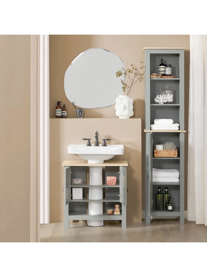 SoBuy Waschbeckenunterschrank in Hellgrau - (B)60 x (H)60 x (T)30cm günstig kaufen onesize
