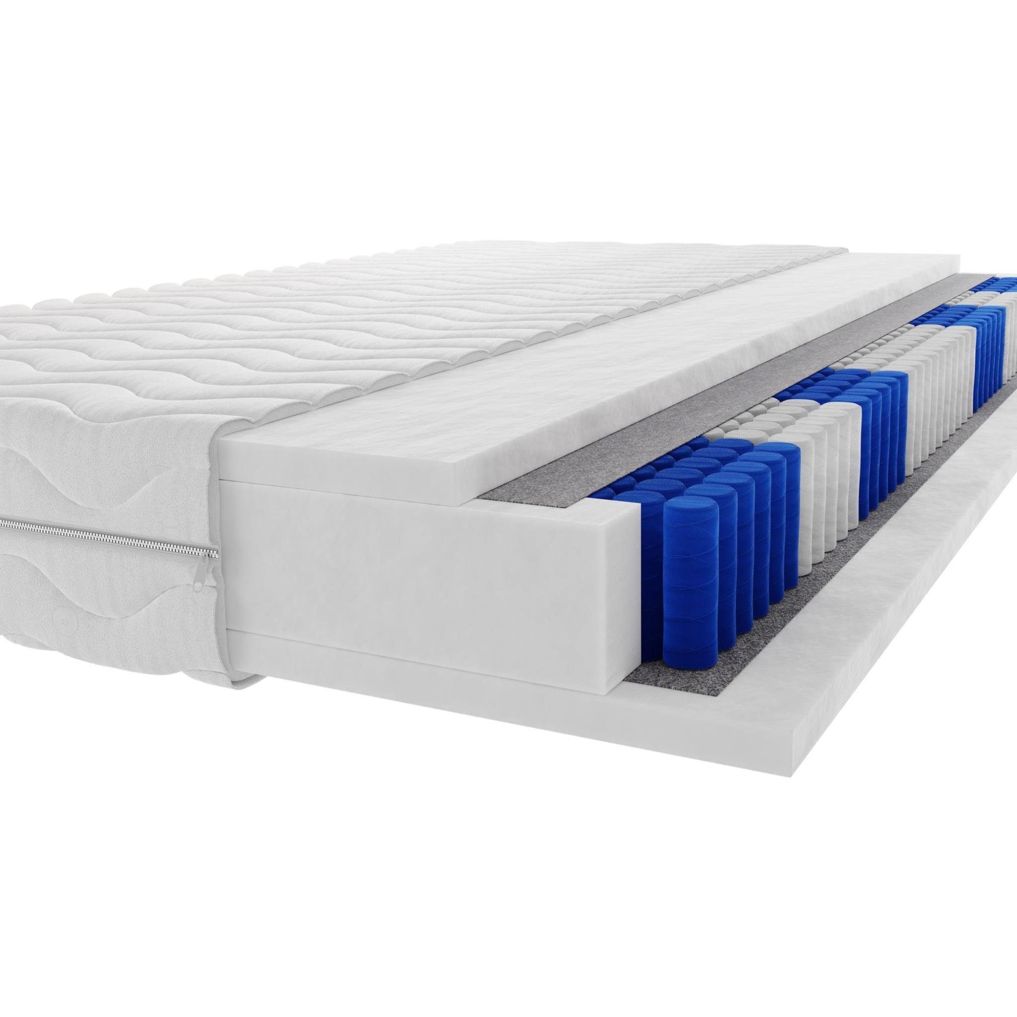 Boxspringmatratze File, Beautysofa, (18 cm hoch), Matratze mit Taschenfederkern 12 cm, 7-Zonen, antiallergisch Bezug