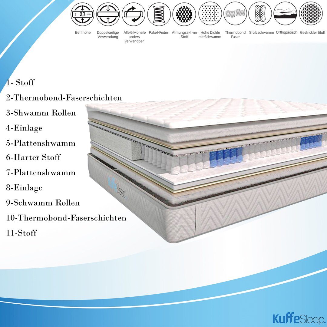 Federkernmatratze Taschenfederkernmatratze Comfy Sleep+  23 cm hoch, Wendematratze,H3, KuffeSleep