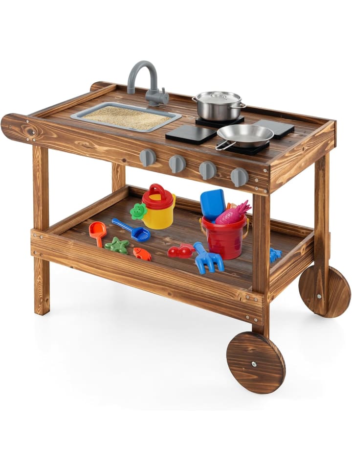 COSTWAY Matschküche Kinder Outdoor in Braun günstig kaufen onesize