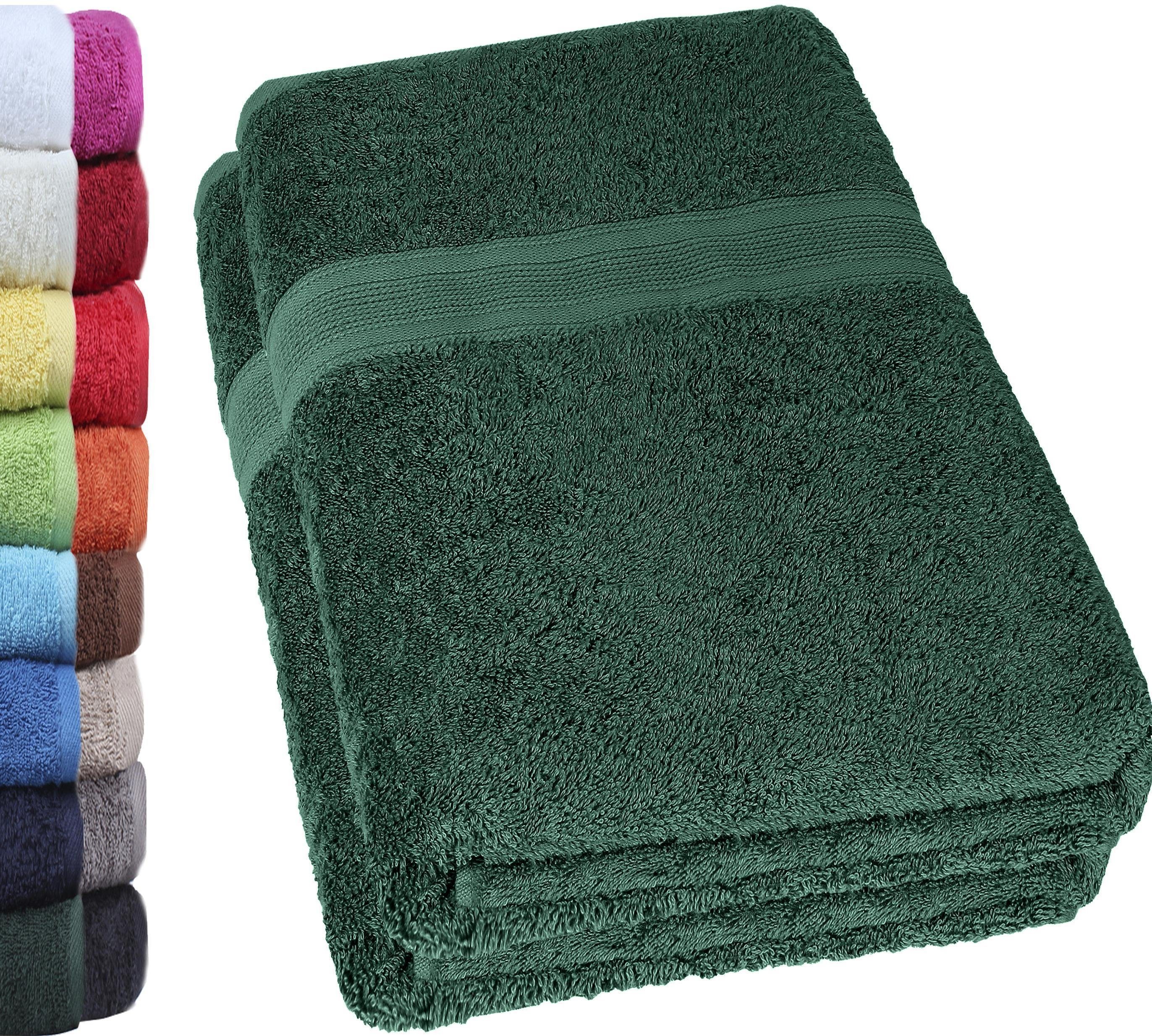 NatureMark Badetuch Badetuch 500gsm, 100% Baumwolle (2-St), Premium Qualität, BADETUCH, Bade-Handtuch, 100x150cm, Dunkel grün