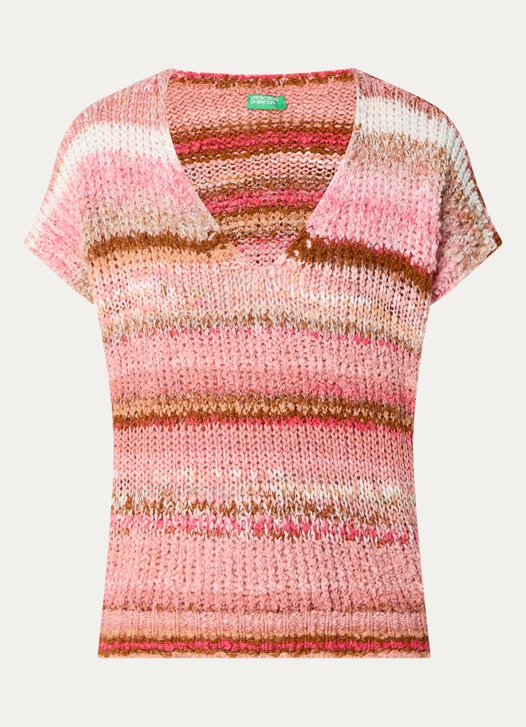 Benetton Hrubo pletená vlnená zmesová bunda Spencer s výstrihom do V
