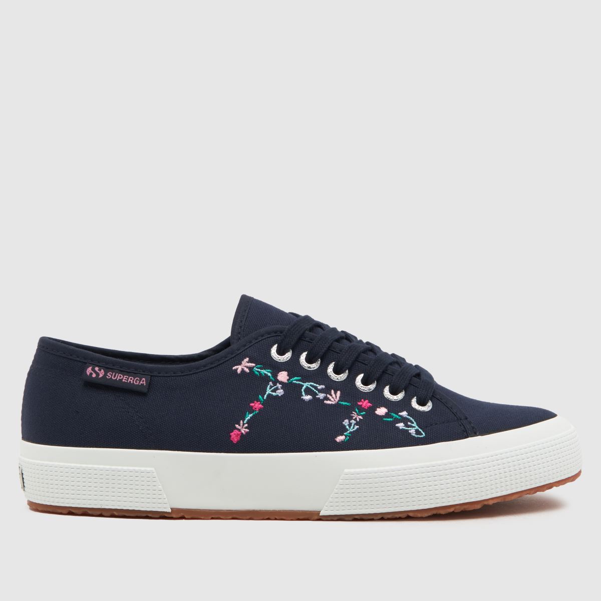 Tenisky Superga 2750 s malými květinami a výšivkou v modré multi
