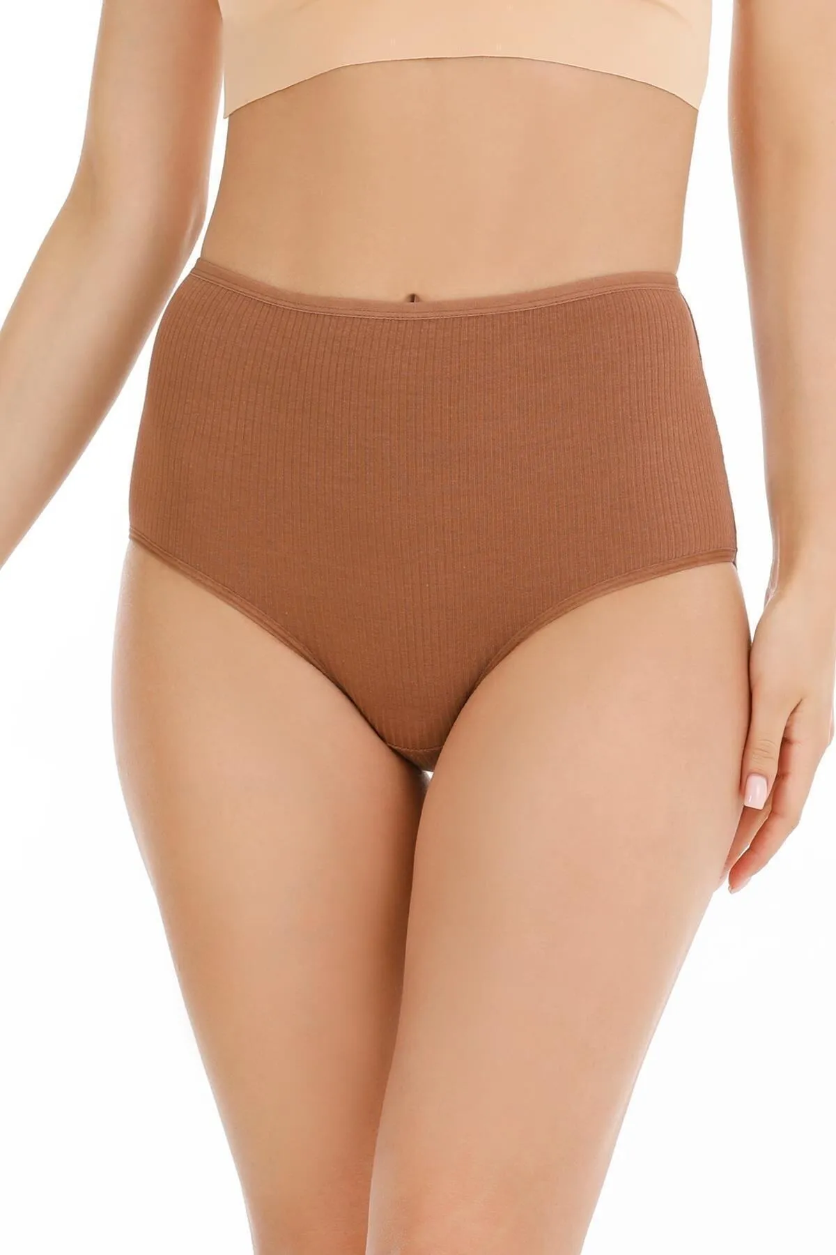 Sensu  Geripptes 7-teiliges Höschenset für Damen mit hoher Taille – KTS3080