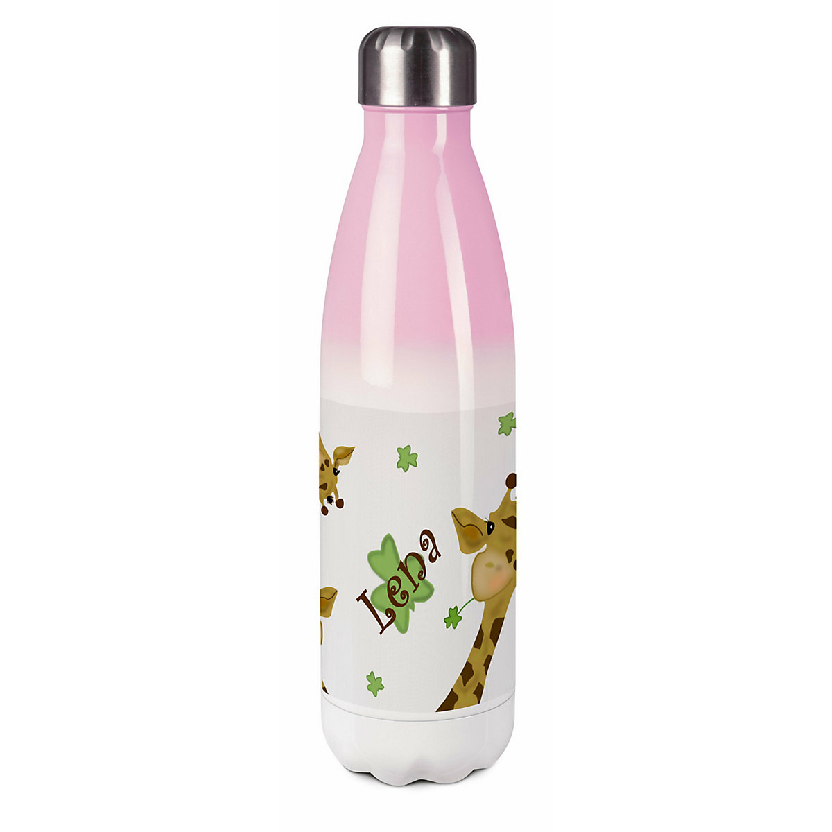 Edelstahl Kinder Thermoflasche / Trinkflasche bunt Giraffe Spülmaschinenfest, Auslaufsicher, Bruchfest, Doppelwandig, Für Heißgetränke geeignet, Mit Deckel, Isoliert