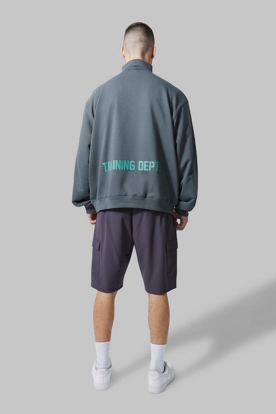 Tall kastiges Active Sweatshirt mit Trichterkragen