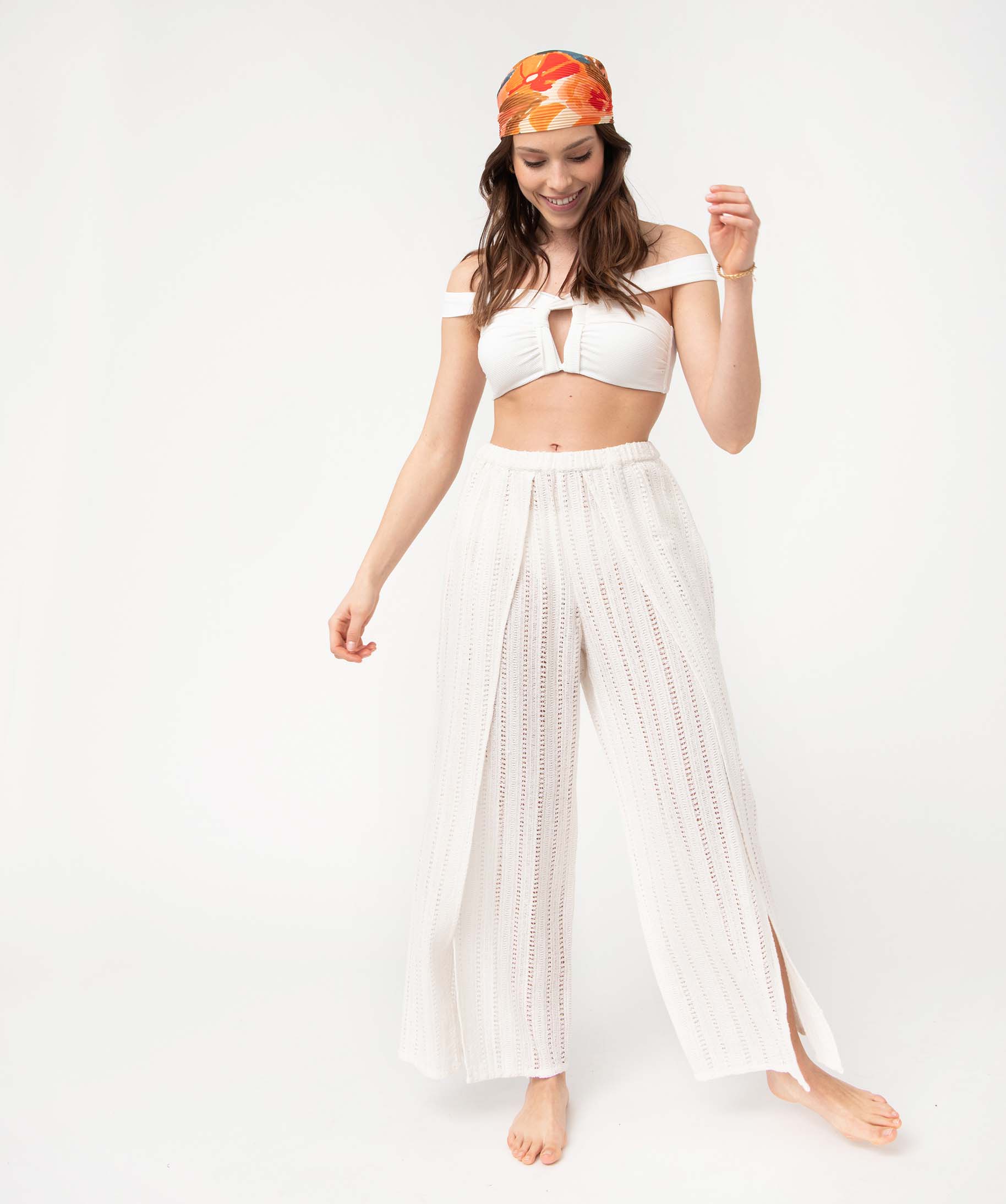 Haut de maillot de bain femme bandeau tour de cou blanc | GEMO