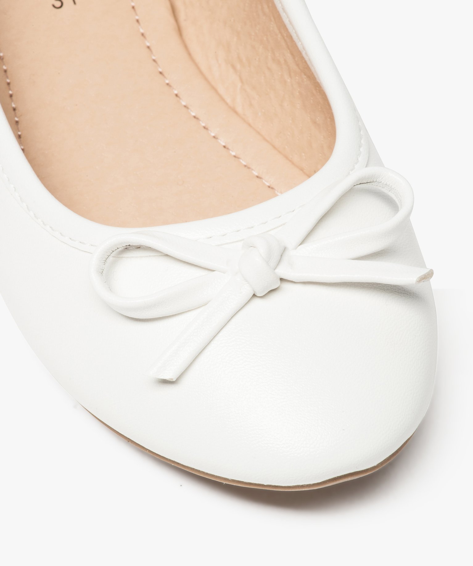 Ballerines fille unies à n?ud décoratif blanc | GEMO