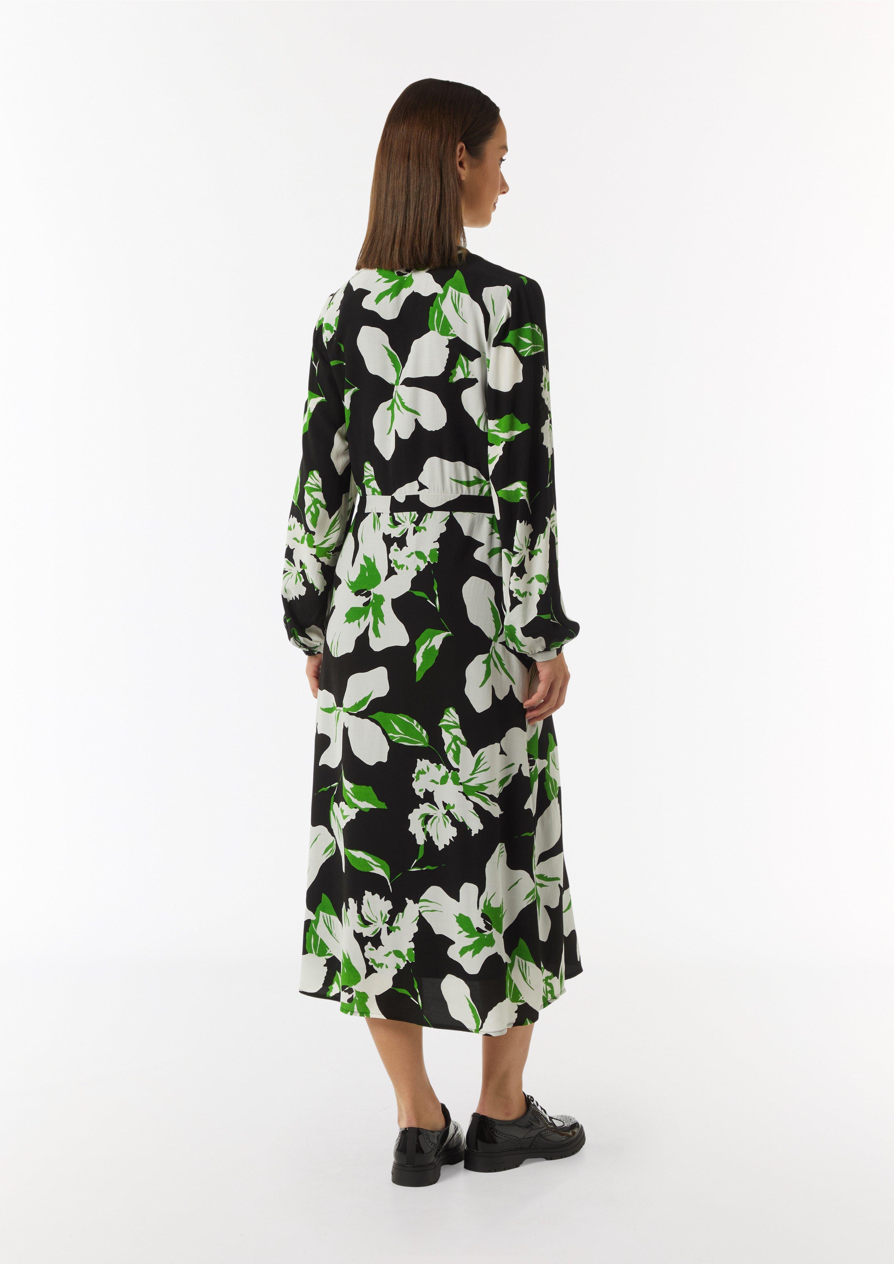 Midikleid aus Crêpe mit verdeckter Knopfleiste - schwarz