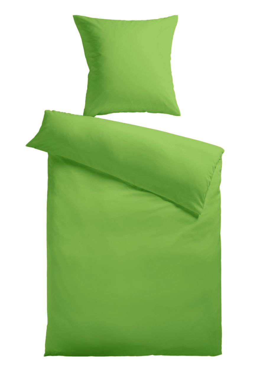 Kinzler Baumwoll-Satin Bettwäsche Uni 80 x 80   135 x 200 cm, Farbe grün