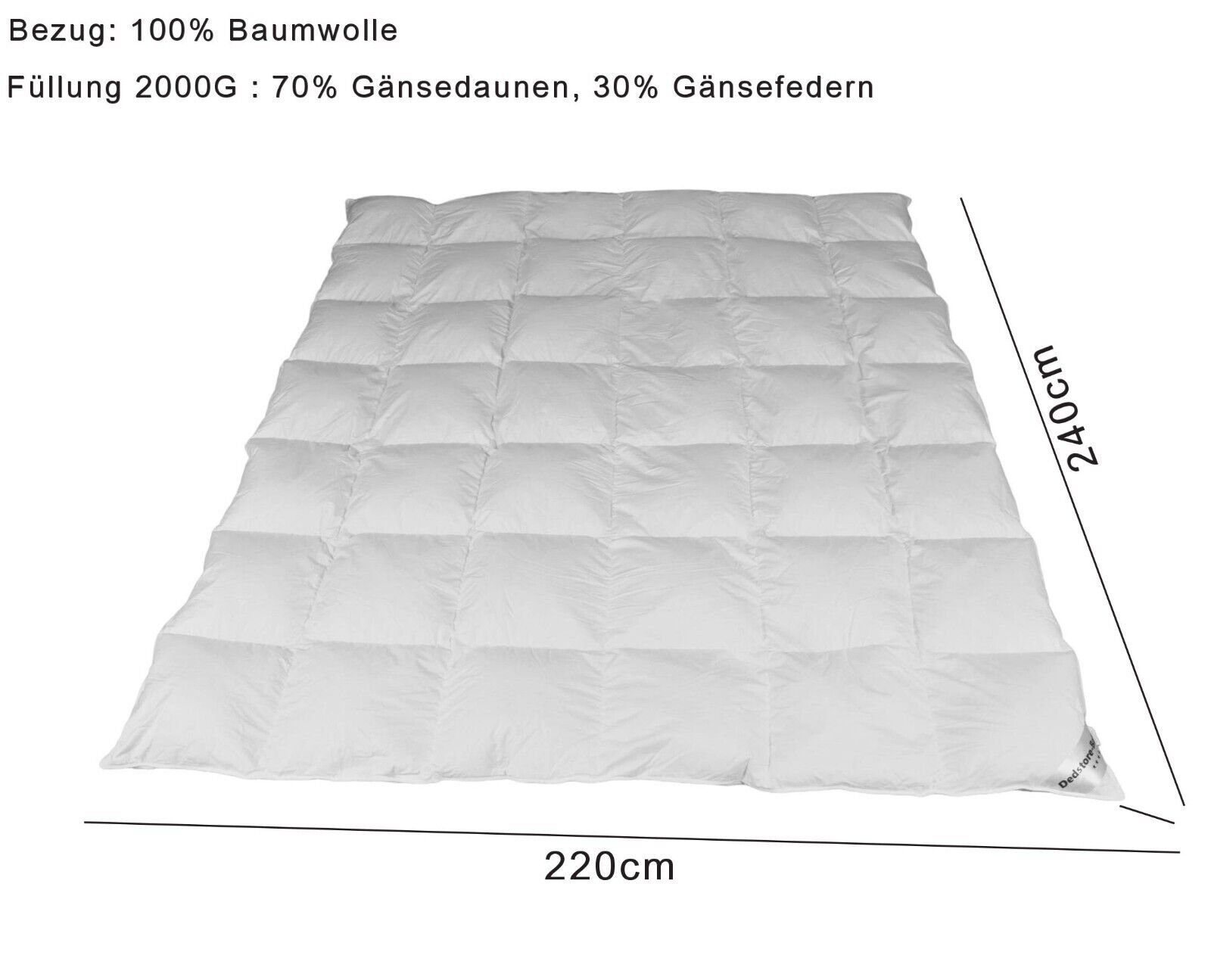 Daunenbettdecke + 3-Kammer-Kopfkissen, Betten Set Daunenbett Decke Bettdecke 220x240 Kissen 2x Drei Kammer, Dedstore-Baby, Füllung: Daunen-Federmischung, Bettwaren Set
