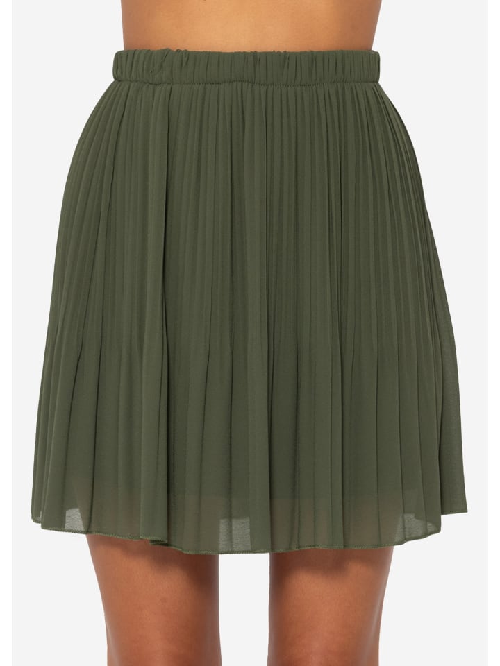 SASSYCLASSY Plissée-Rock aus Chiffon in Khaki günstig kaufen L