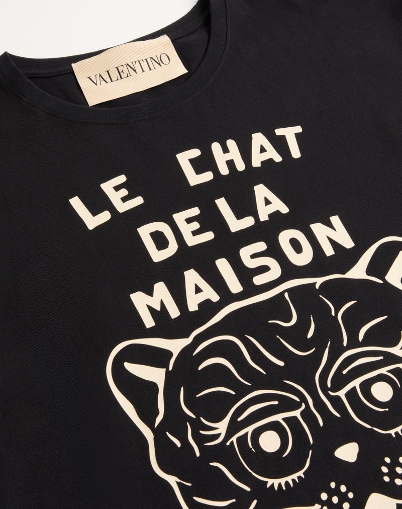 T-shirt en coton à imprimé Le Chat De La Maison