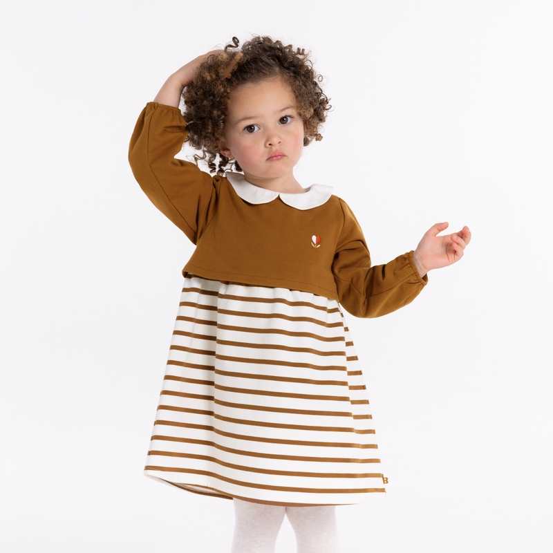 Robe 2 en 1 en molleton marron bébé fille