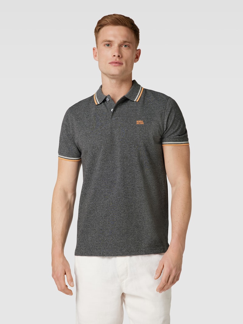 Poloshirt mit Seitenschlitzen in dunkelgrau meliert
