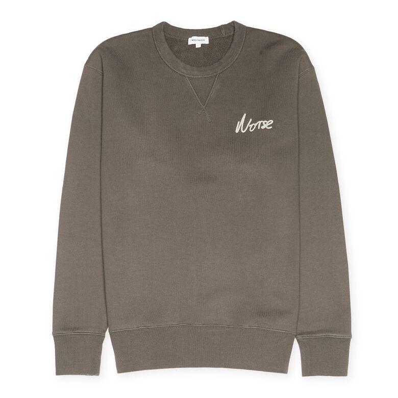 Norse Projects Arne Relaxed Organic Chain Stitch Logo Sweatshirt heatherland brown