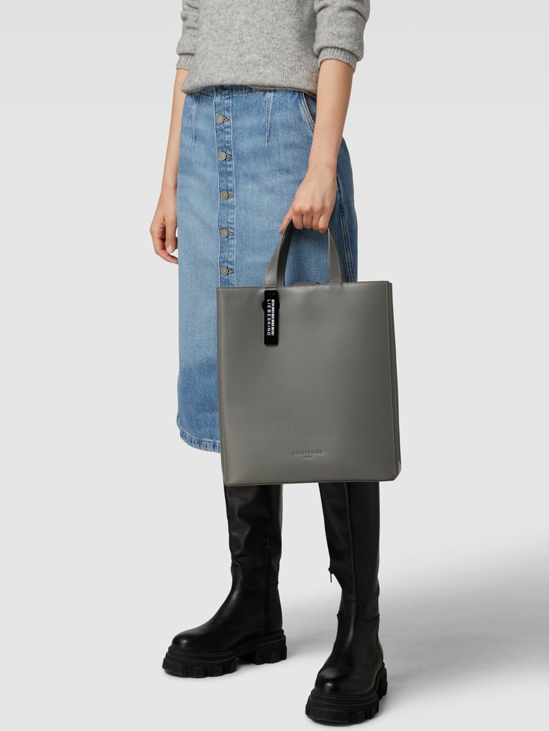 Tote Bag mit Label-Details Modell 'Paper' in dunkelgrau