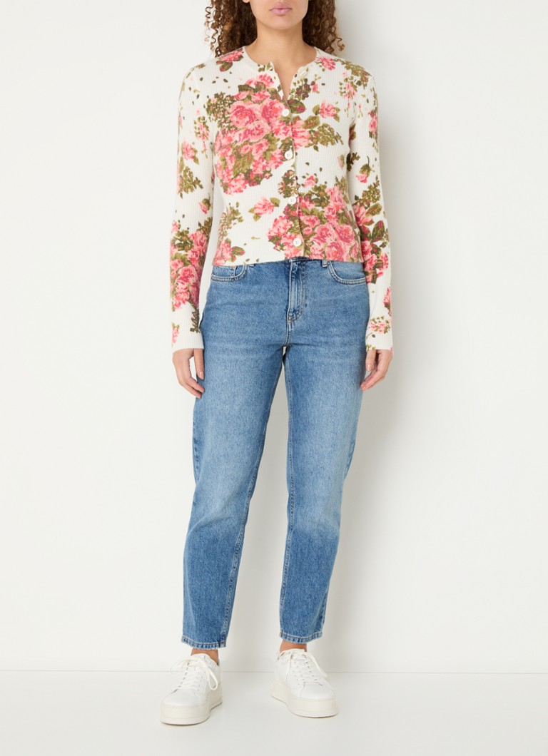 Cardigan Benetton din țesătură fină tricotată cu amestec de lână și imprimeu floral.
