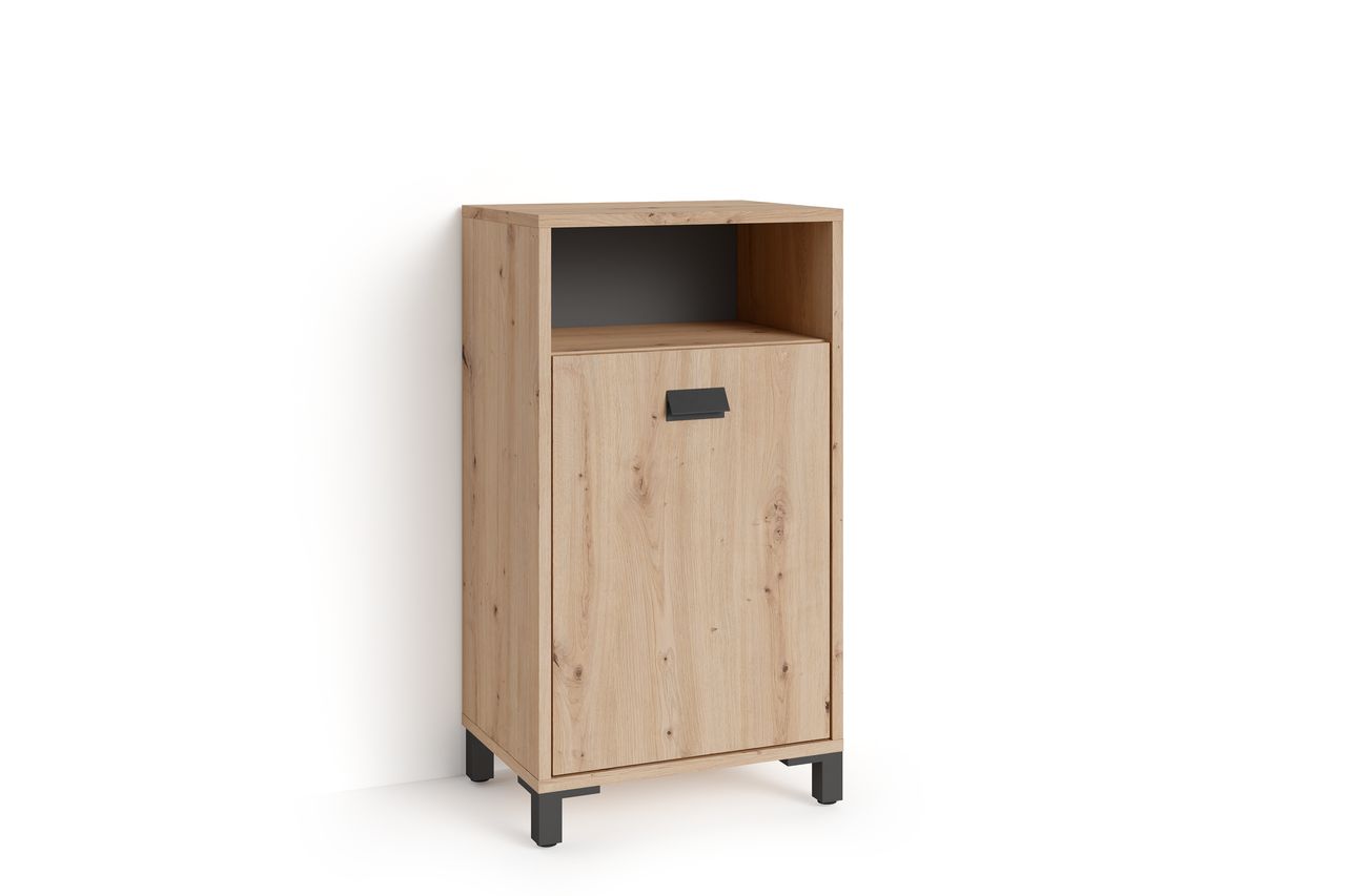 byLiving WELLNESS Seitenschrank, Breite 42 cm, Eiche-Optik, Alu/Kunststoff schwarz