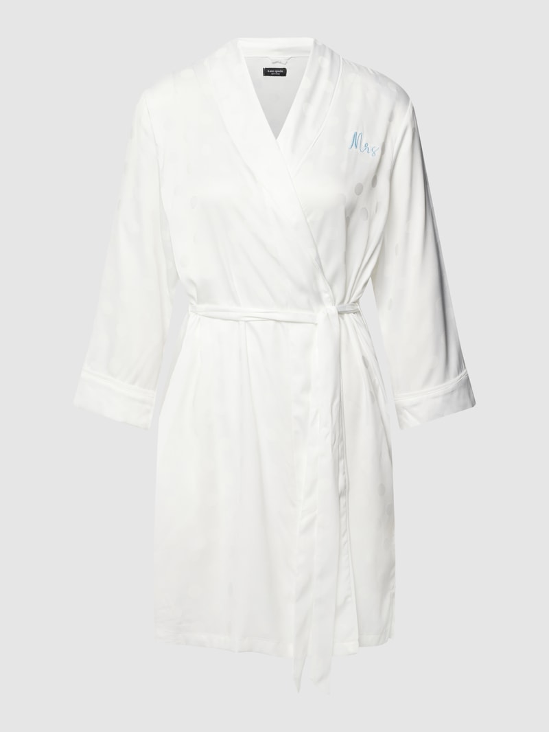Morgenmantel mit Taillengürtel Modell 'JACQUARD' in offwhite