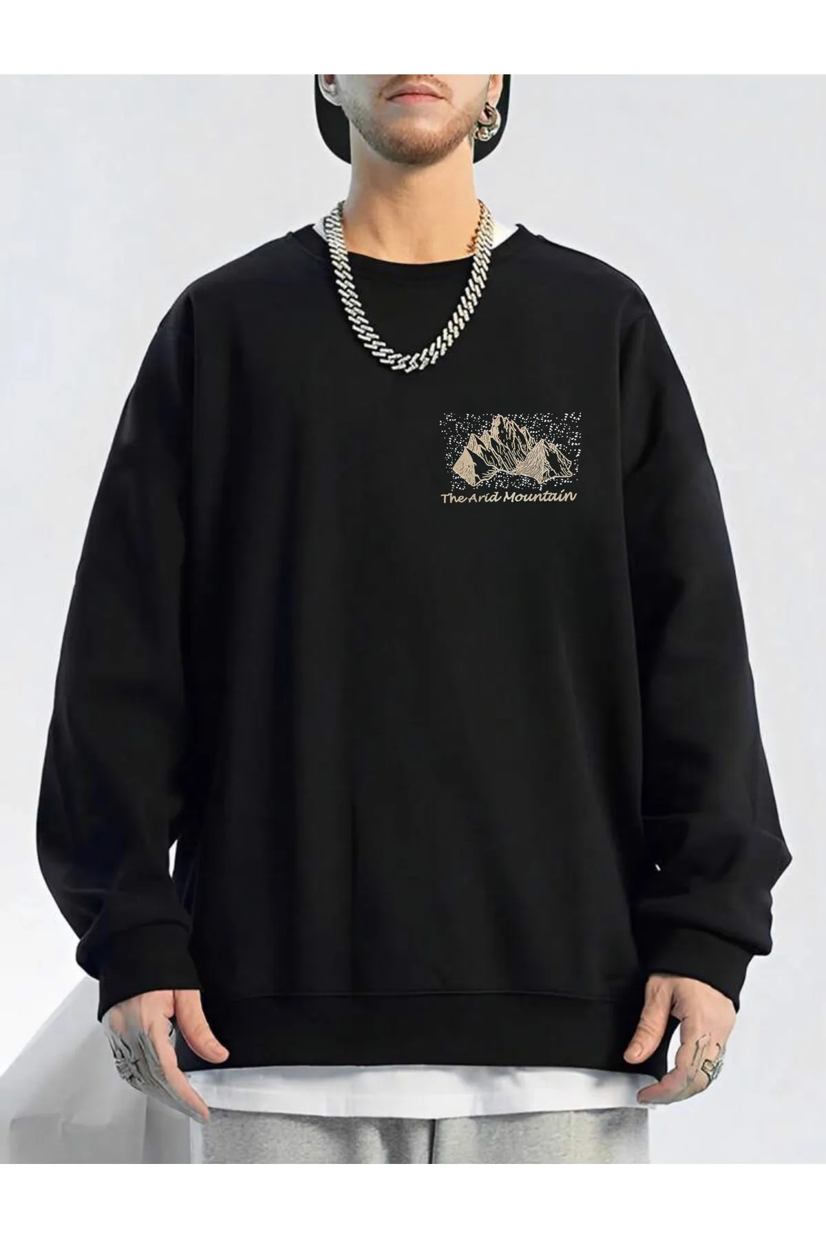My Blog  Unisex-Sweatshirt in Schwarz mit Arid Mountain-Print in Übergröße