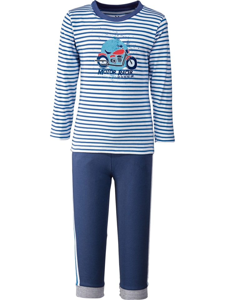Erwin Müller Single-Jersey Kinder-Schlafanzug in blau günstig kaufen