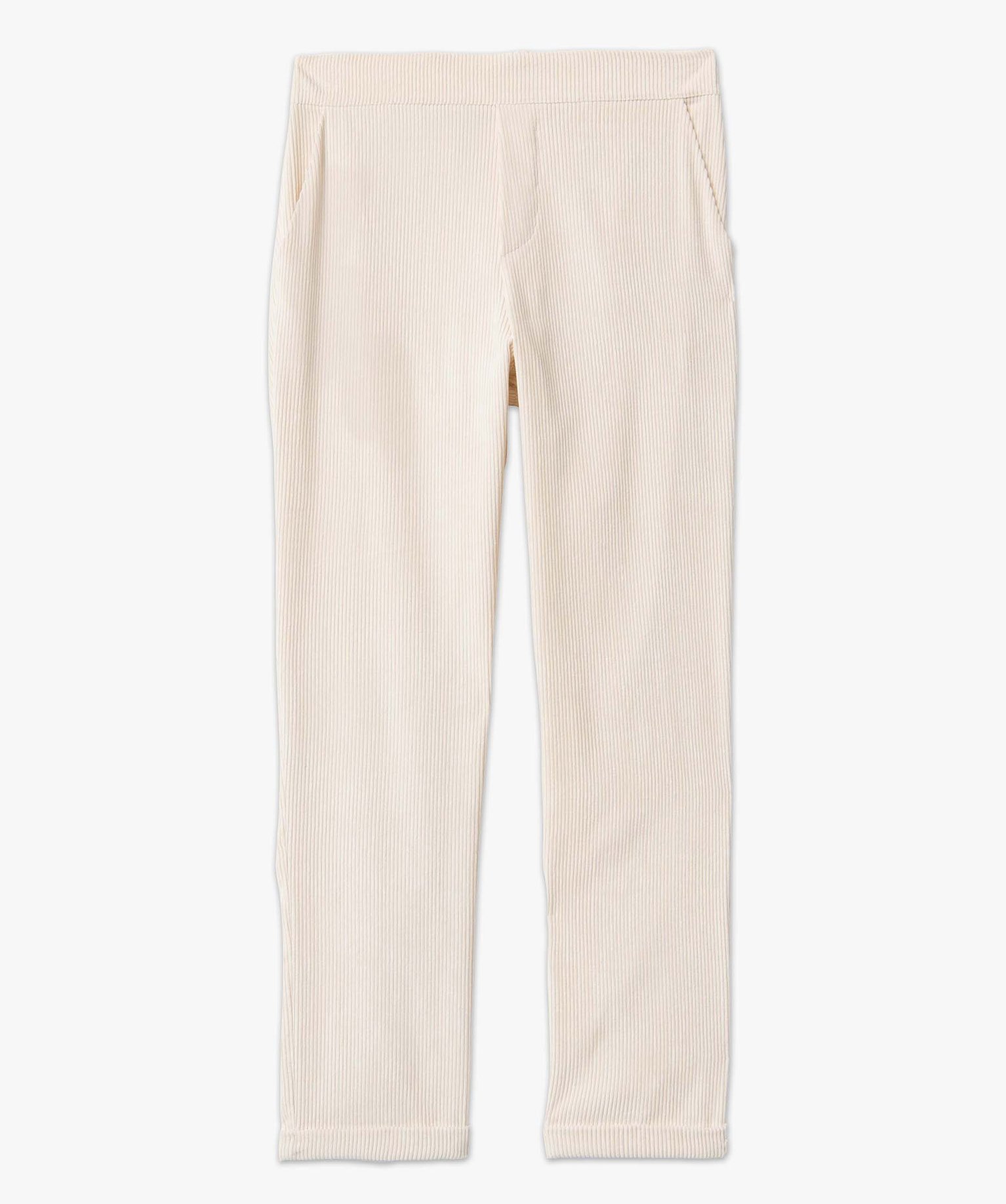 Pantalon femme en velours ctelé coupe large ecru | GEMO