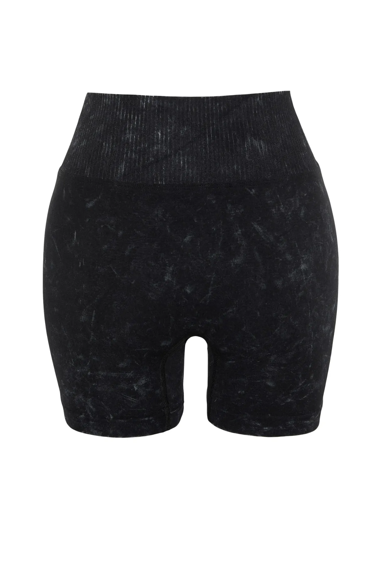 Trendyol Collection  Schwarze nahtlose/nahtlose Acid-Wash-Strick-Sportshorts/kurze Leggings THMSS23TY00034