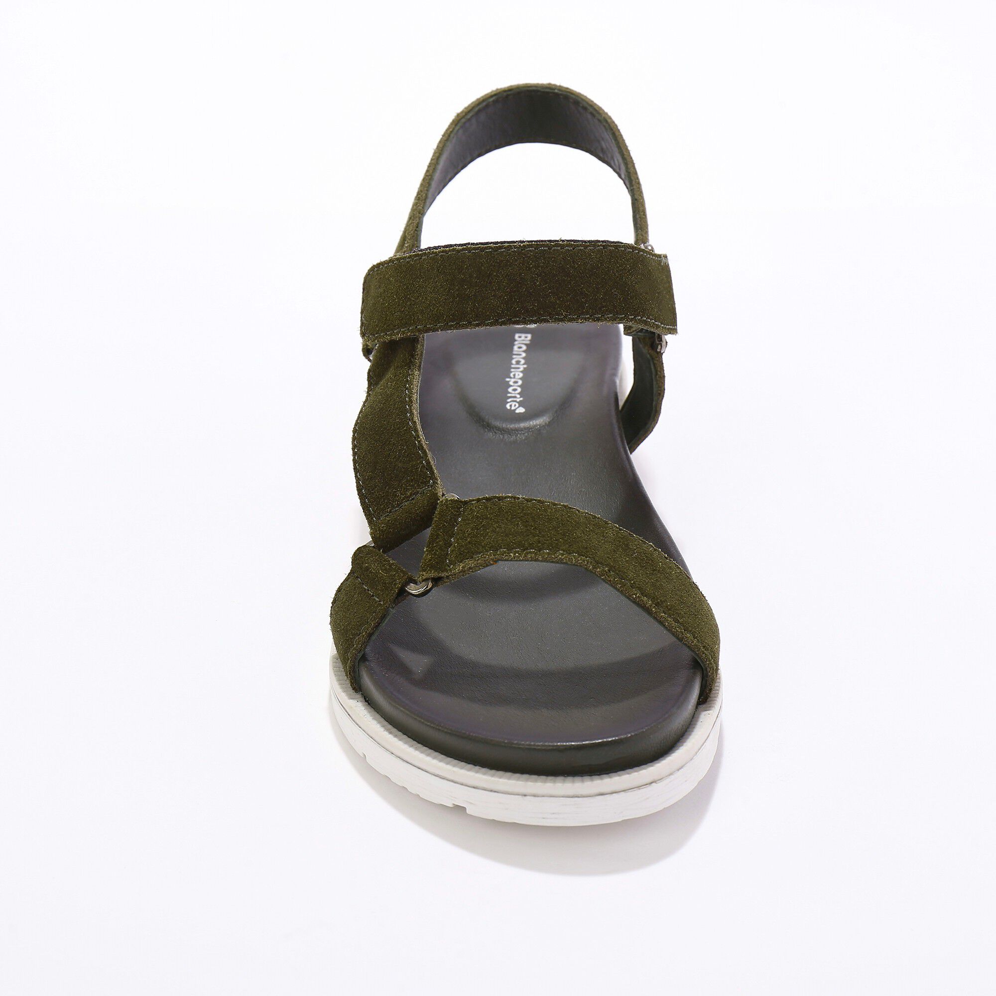 Sandales scratchées largeur confort en cuir style rando