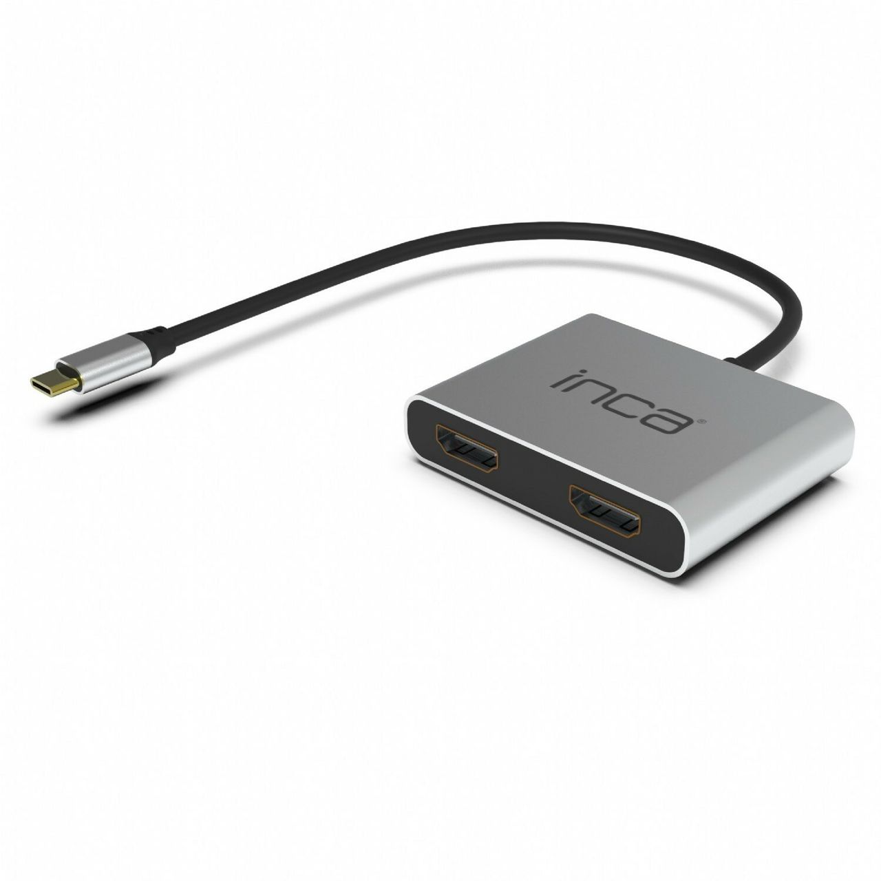 Inca Typ-C-Hub X4 Dual HDMI 4K@30 Hz  USB-C Adapter Silber